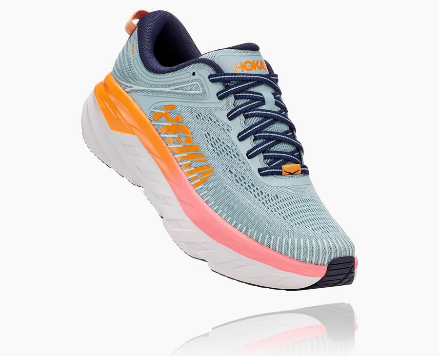 Running Shoes Womens - Hoka One One Bondi 7 - Blue - TUFNLPI-50